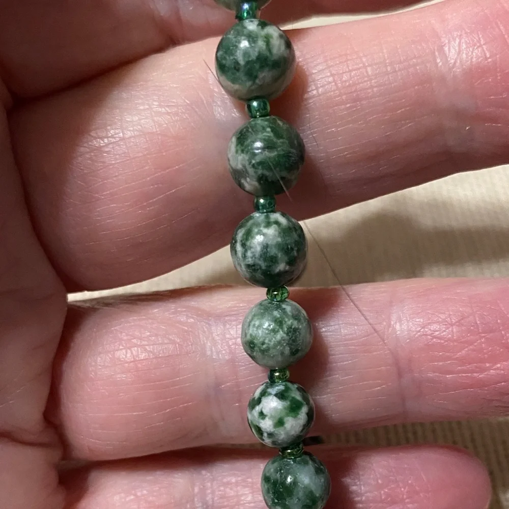 Elegant Natural Green tree agate gemstone Beaded 8” Bracelet